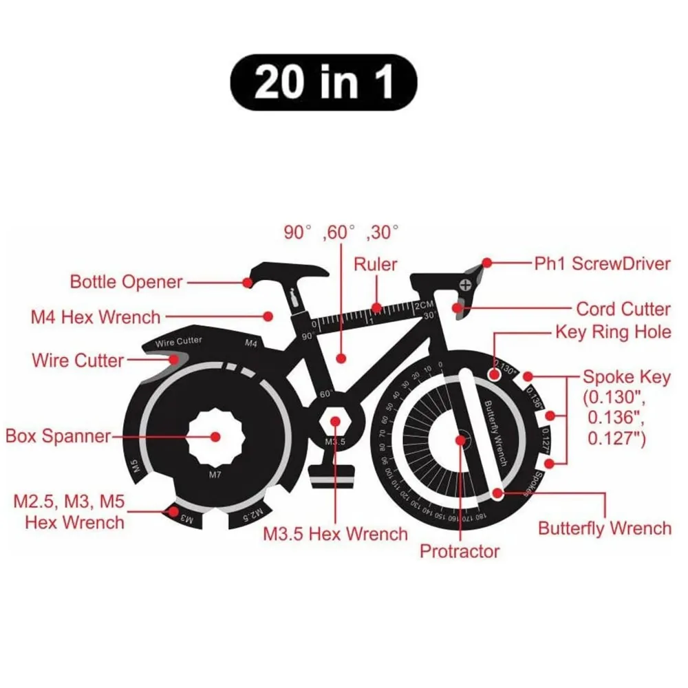 Multitool Credit Card - ​​20-in-1 Bicycle Multitool Card - Credit
