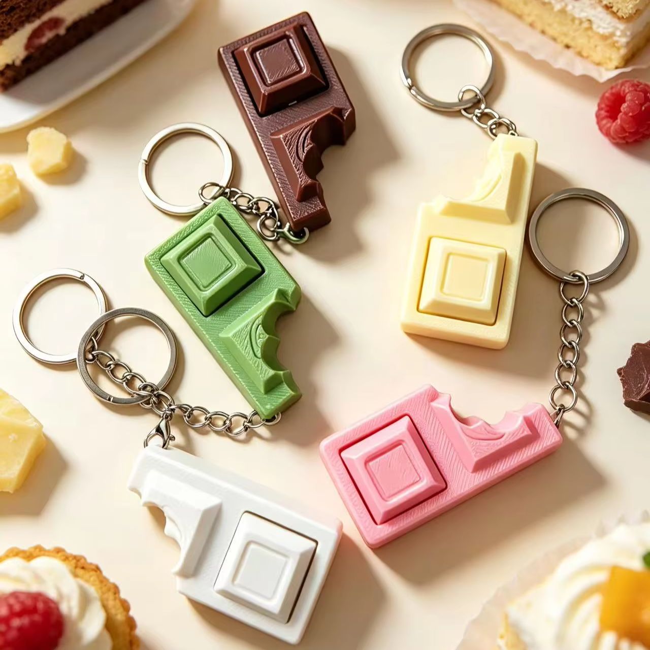 Edc Carry Items - 3D Simulated Chocolate Keyboard Fidget Keychain